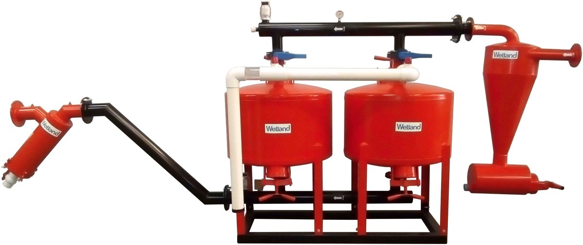 Cabezal de filtración fijo Wetland con hidrociclón y tanques de grava arena
